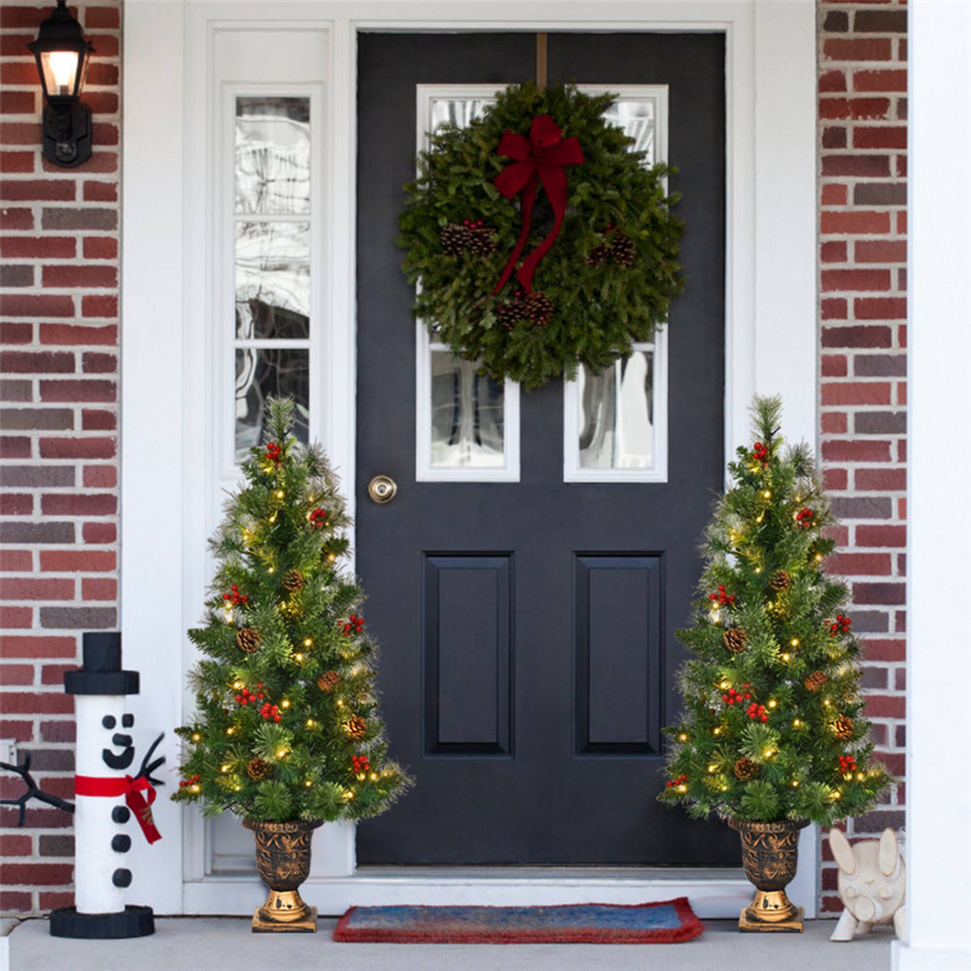 Costway 4ft. Pre-Lit Entrance Artificial Christmas Tree in Gold Urn, Warm White LED Lights